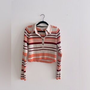 Cute cropped long sleeve striped shirt